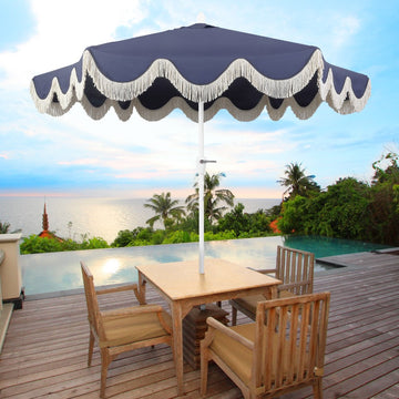 Collins 9 ft. Classic Cottage Tassel Market Patio Umbrella